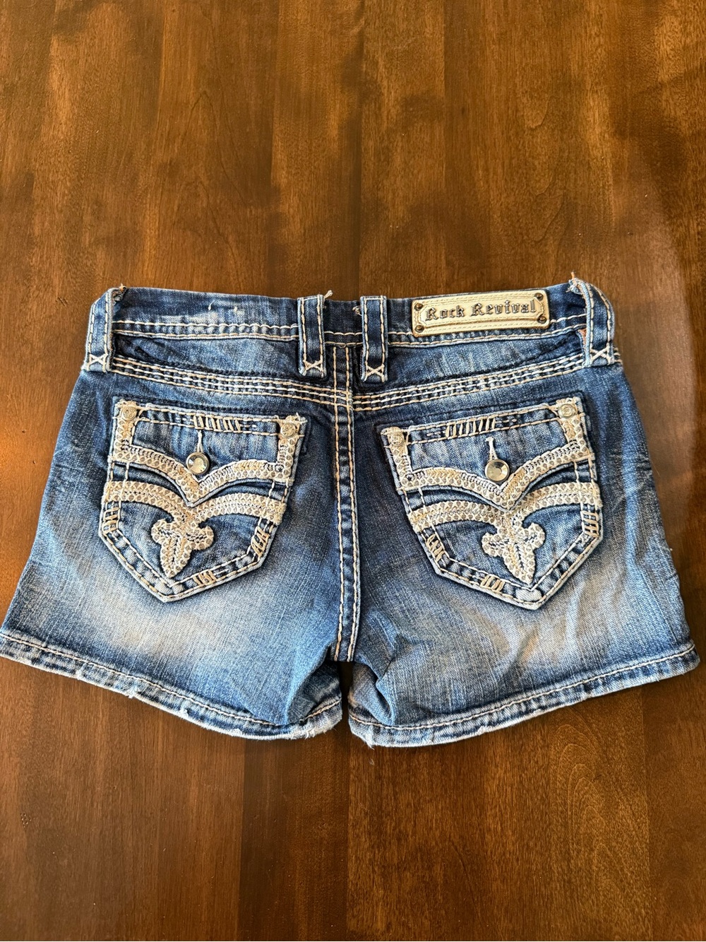 Rock Revival Blue Denim Jeans with Orange Embroidery